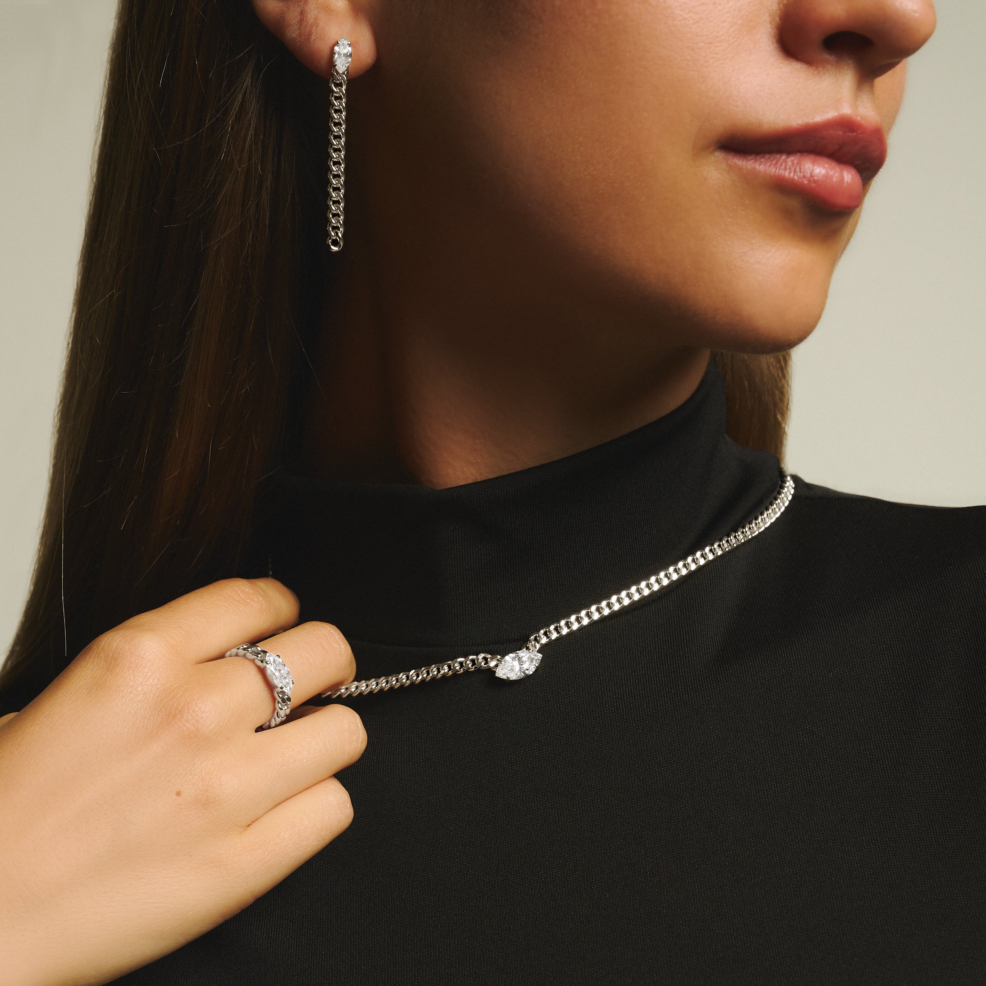 Anya marquise curb-link earrings 1ct - Anya marquise curb-link earrings 1ct -  The Future Rocks -    5