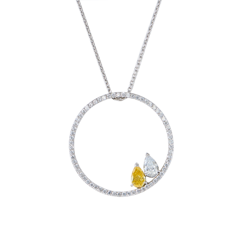 Circle necklace with pear shape - Diamond Circle Necklace with Pear Diamonds - The Future Rocks - 1
