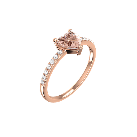  Solitaire heart pave ring - Solitaire Heart Cut Diamond Pave Ring -  The Future Rocks  -    1 