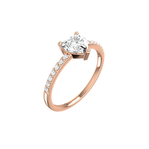  Solitaire heart pave ring - Solitaire Heart Cut Diamond Pave Ring -  The Future Rocks  -    2 