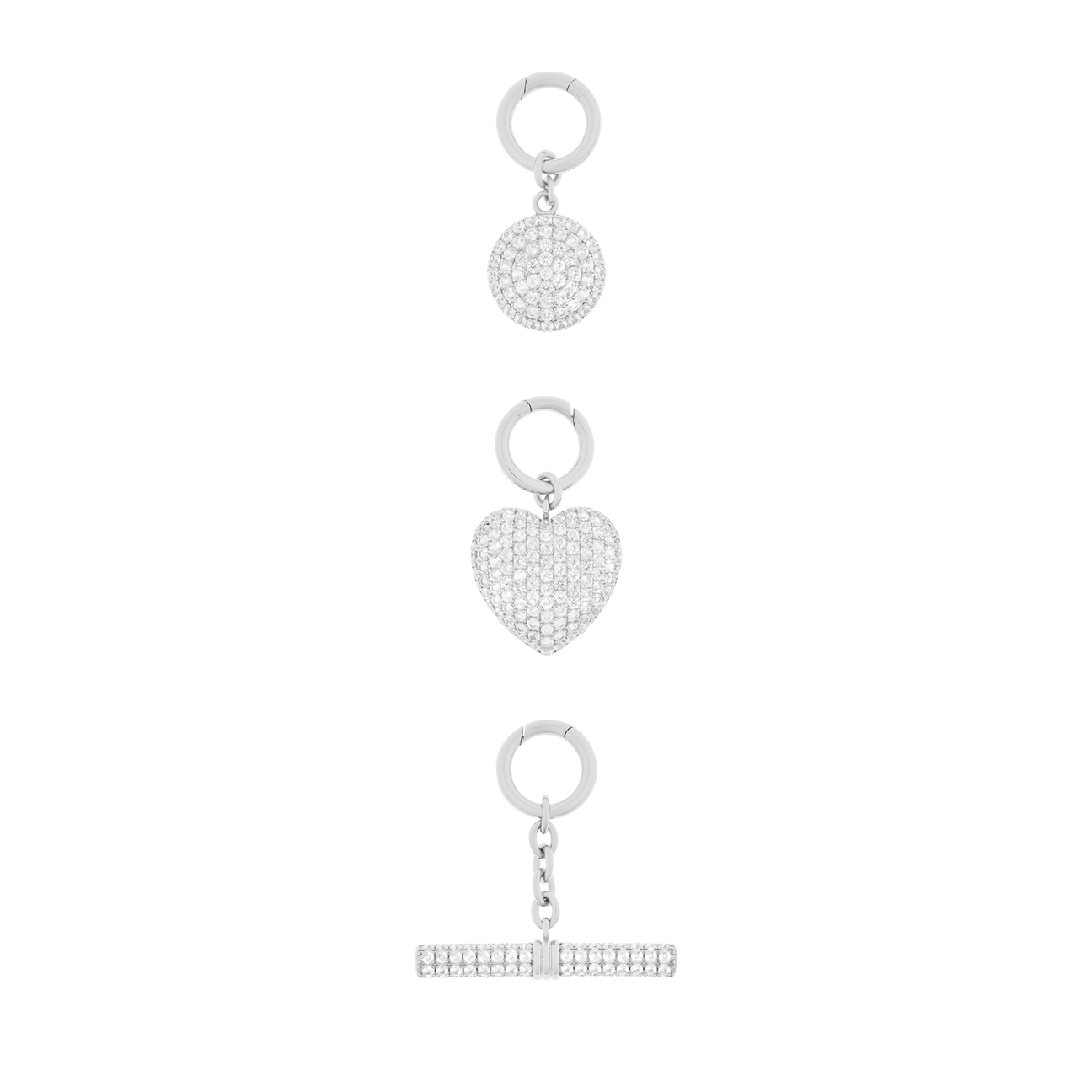 Set of 3 pavé charms in 925 sterling silver - Set of 3 pavé charms in 925 sterling silver -  The Future Rocks -    1