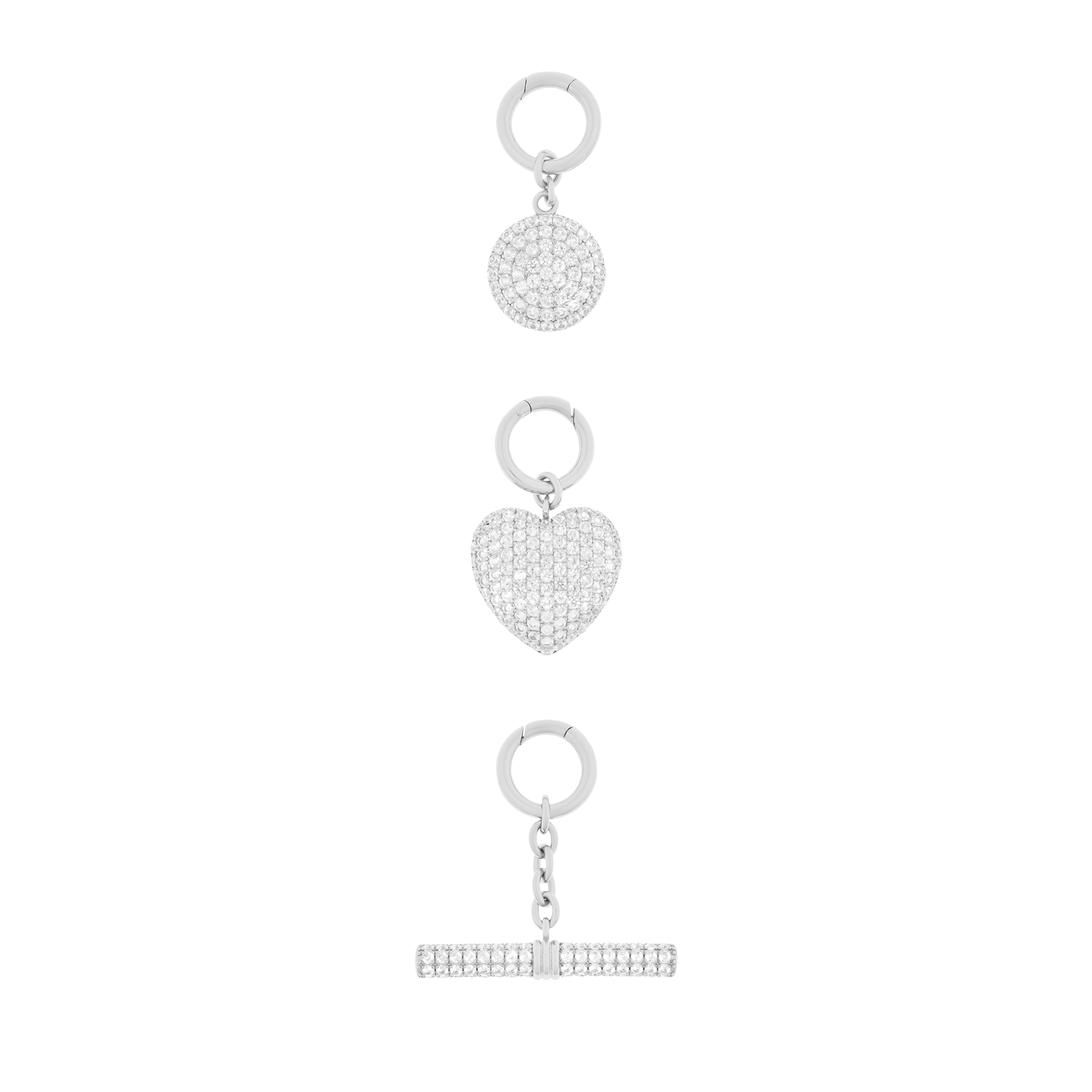 Set of 3 pavé charms in 925 sterling silver - Set of 3 pavé charms in 925 sterling silver -  The Future Rocks -    1