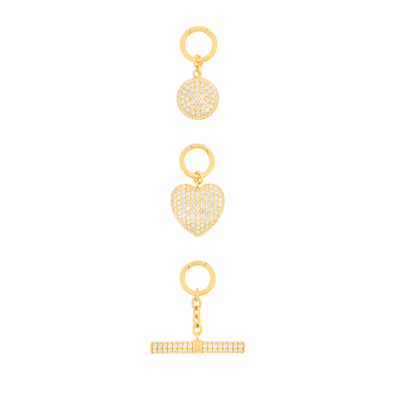 Set of 3 pavé charms in gold vermeil - Set of 3 pavé charms in gold vermeil -  The Future Rocks -    1