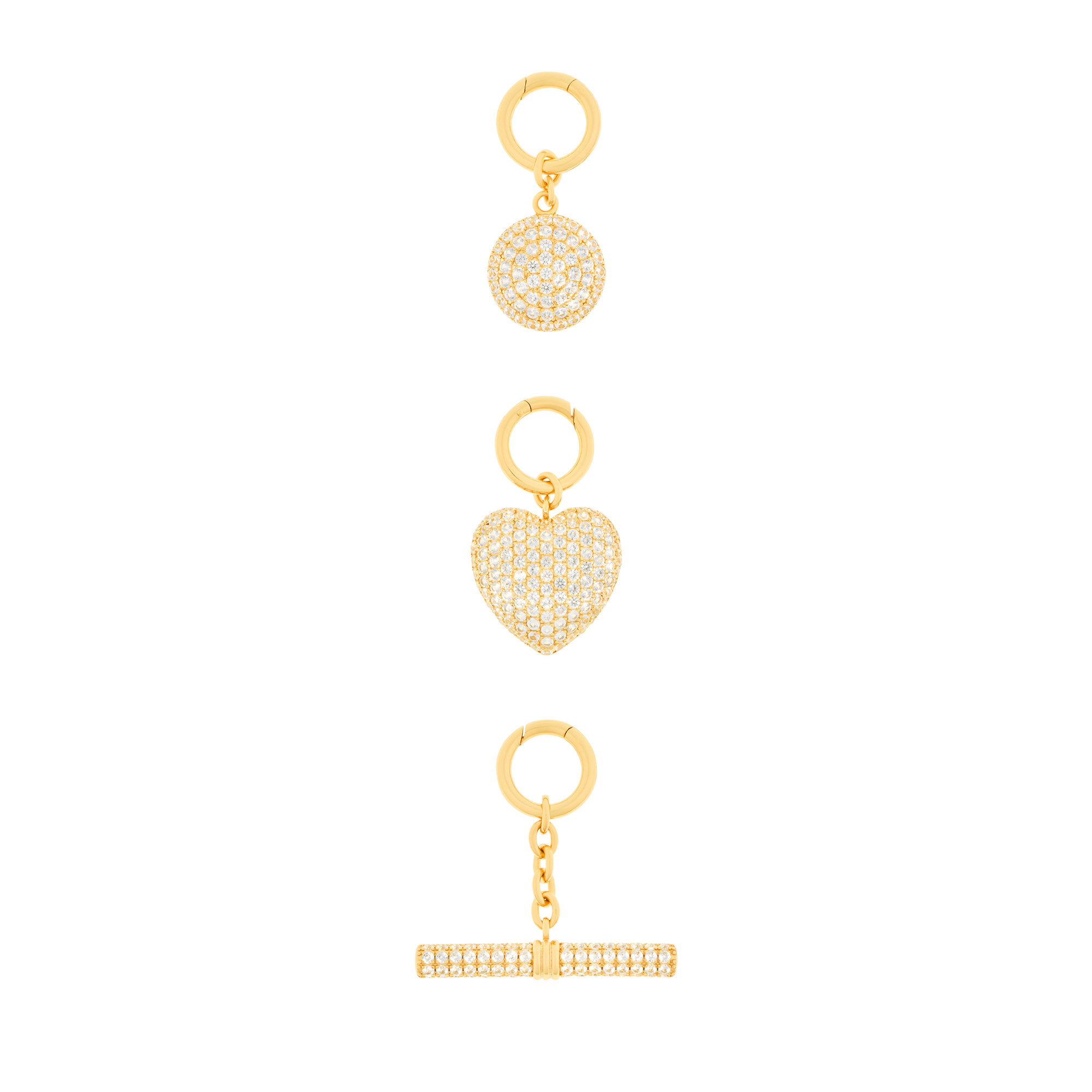Set of 3 pavé charms in gold vermeil - Set of 3 pavé charms in gold vermeil -  The Future Rocks -    1