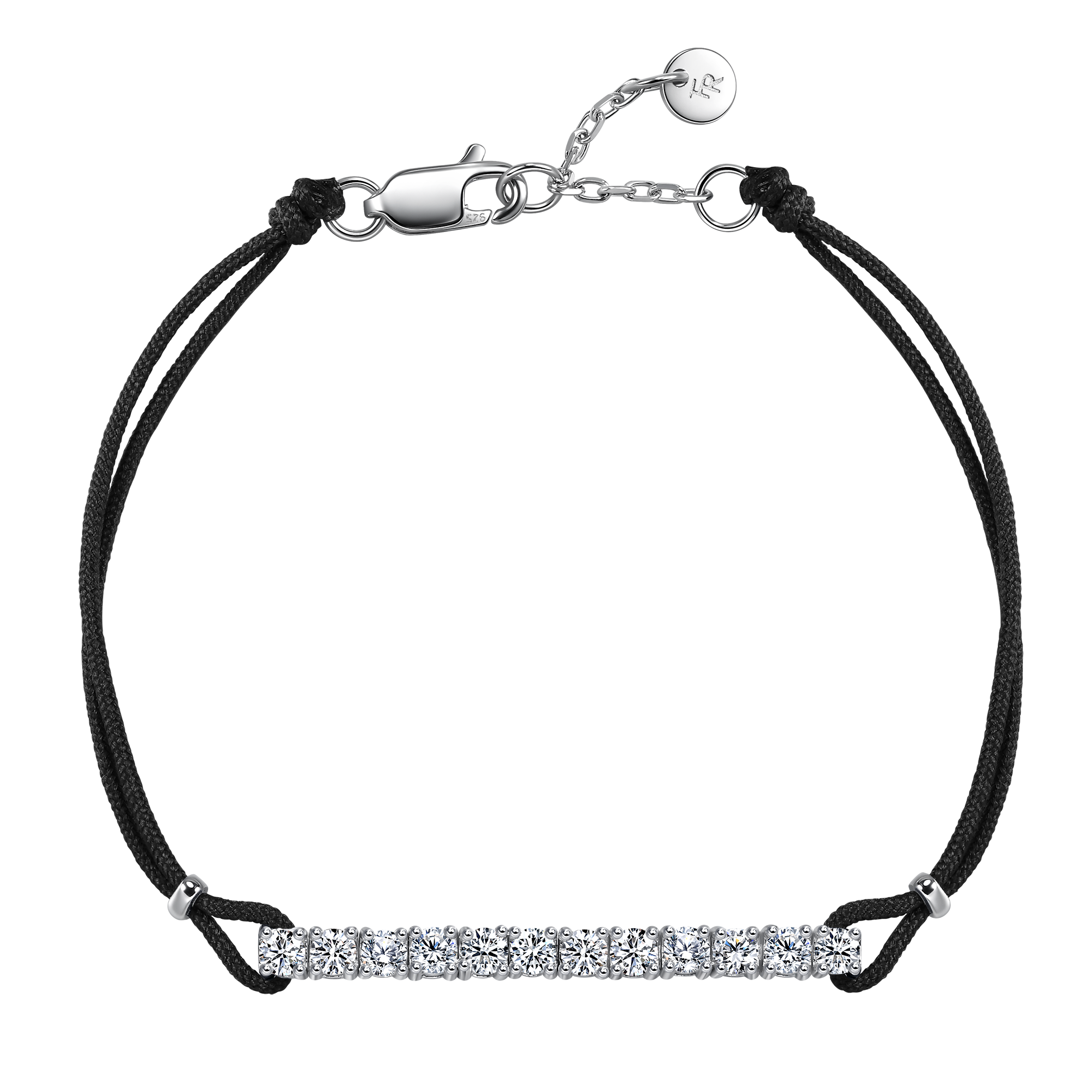 Pavé black cord bracelet 0.6ct