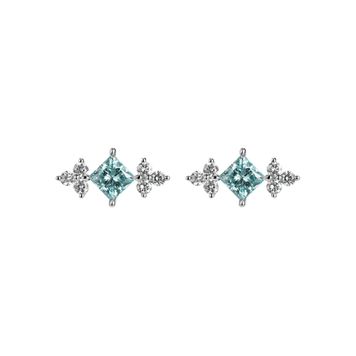 Princess blue joy earrings - Princess Cut Blue Diamond Earrings - The Future Rocks - 1