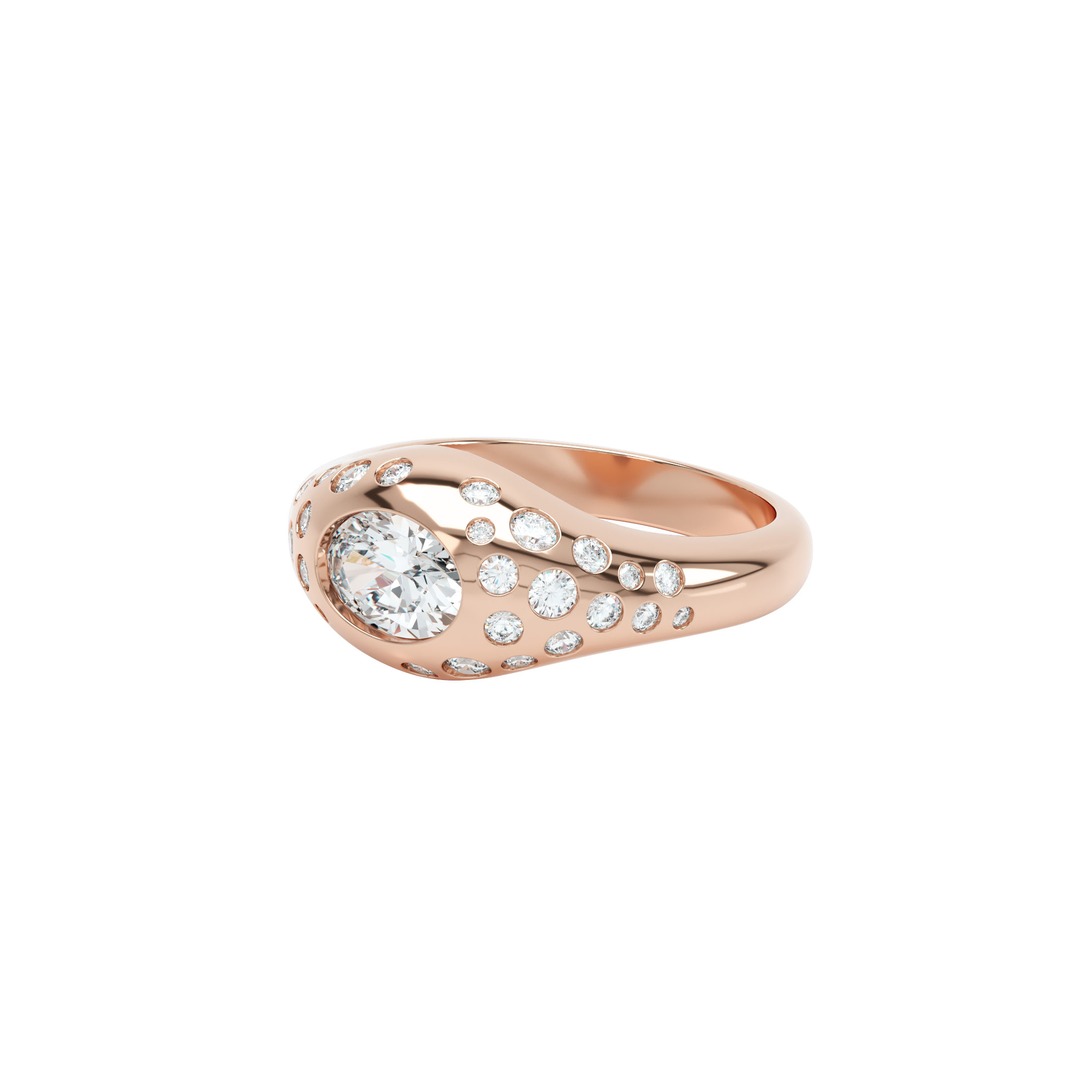 Curve scattered diamond signet ring - Curve scattered diamond signet ring -  The Future Rocks -    5