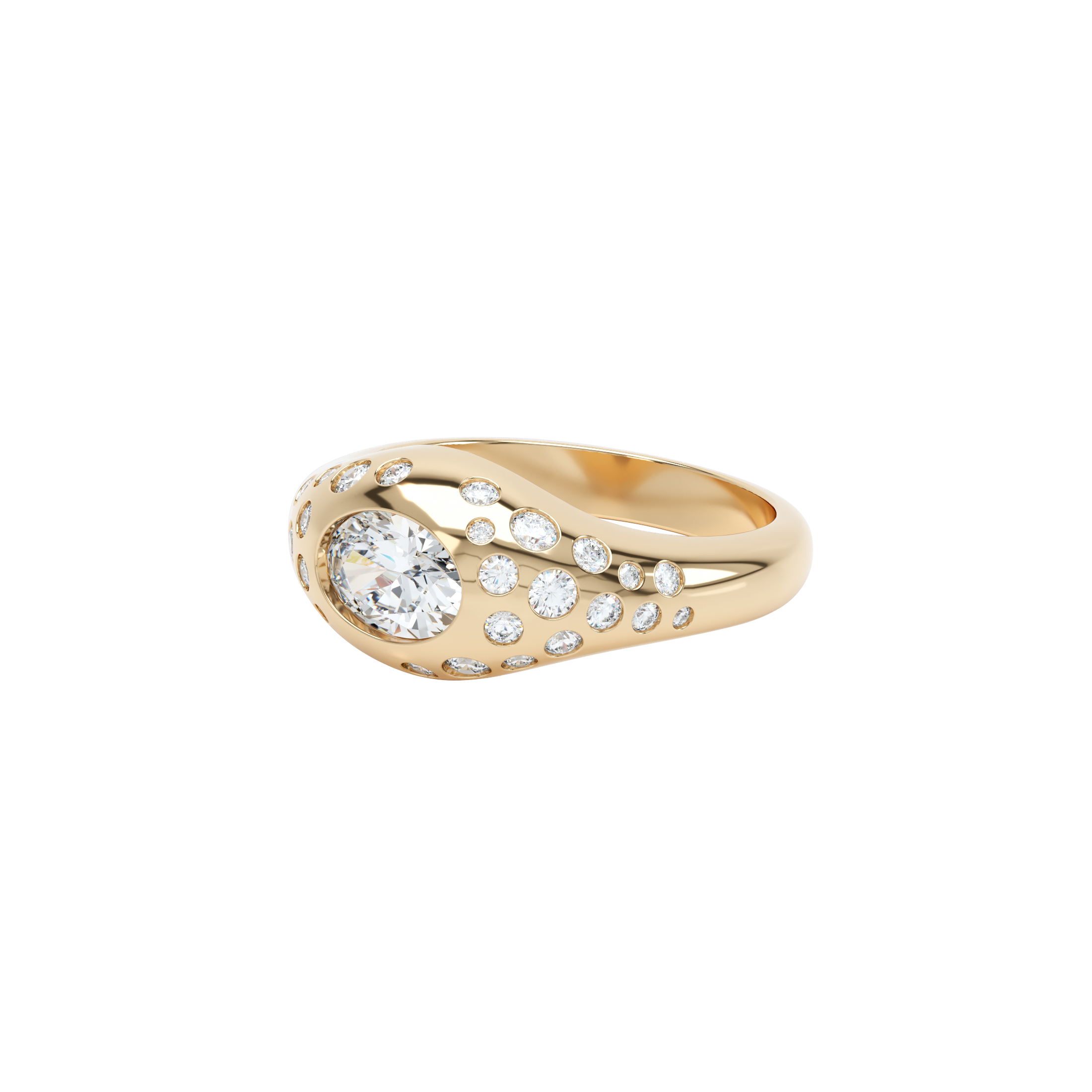 Curve scattered diamond signet ring - Curve scattered diamond signet ring -  The Future Rocks -    1