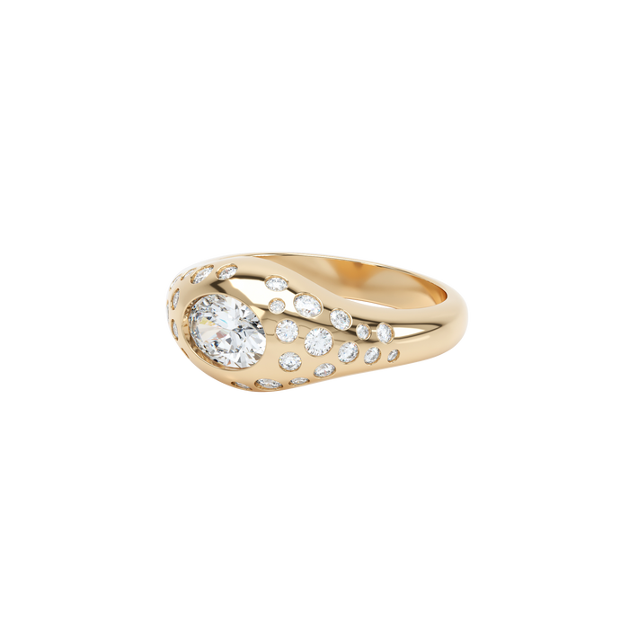 Curve scattered diamond signet ring - Curve scattered diamond signet ring -  The Future Rocks -    1