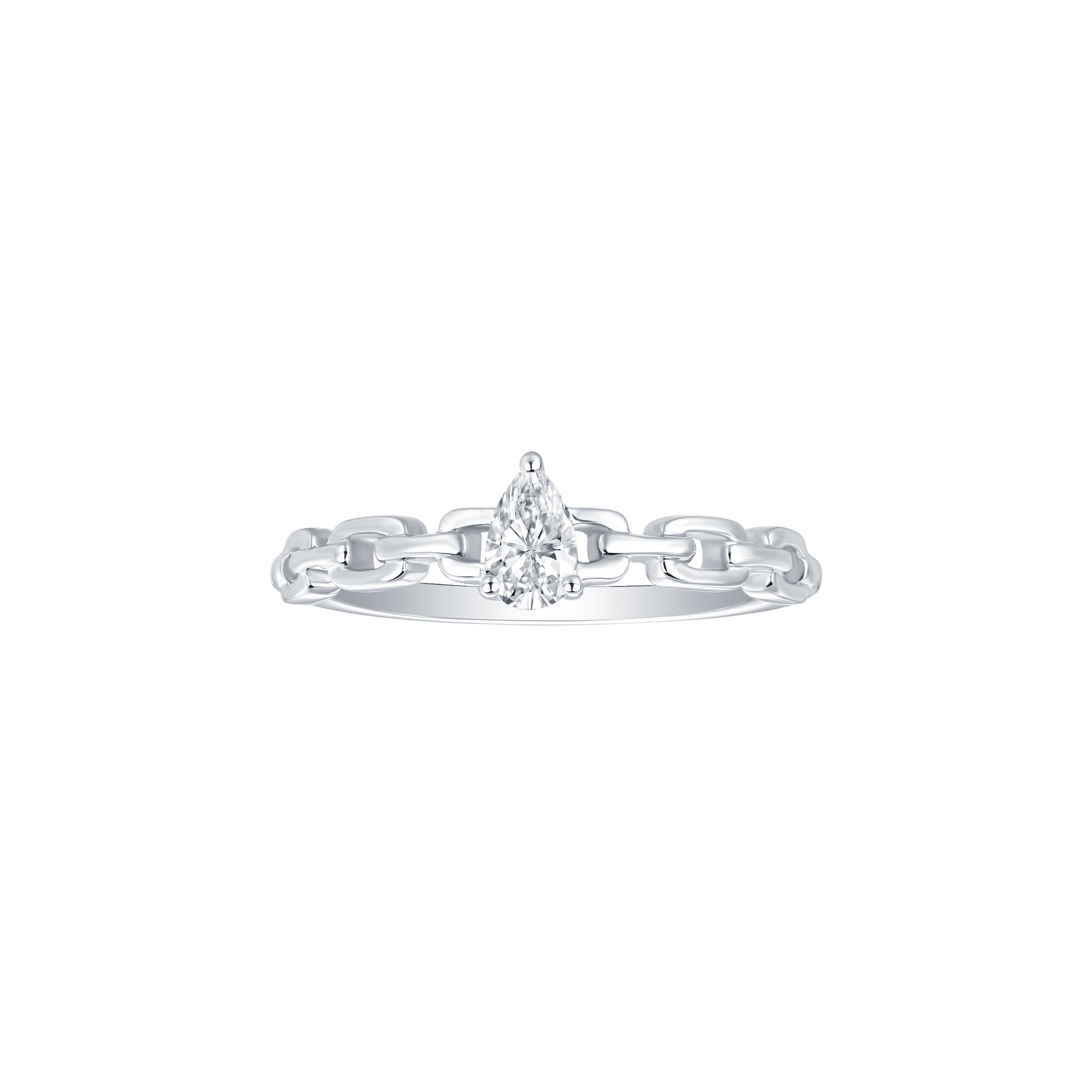 Linking love pear solitaire chain ring - Linking love pear solitaire chain ring -  The Future Rocks -    1