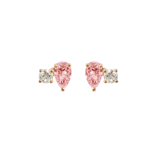 Pear pink duo studs 0.3ct - Pear Cut Pink Diamond Stud Earrings - The Future Rocks - 1