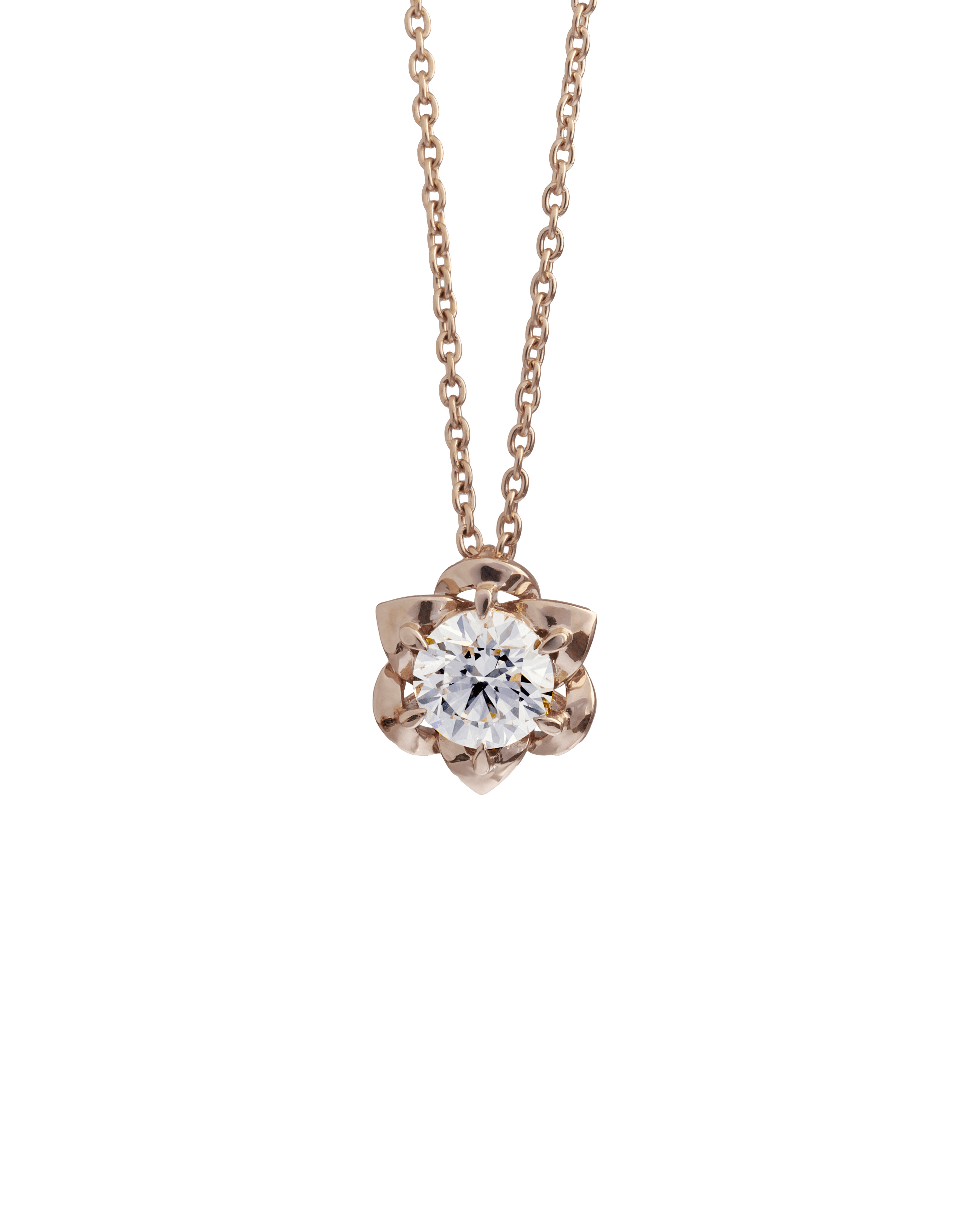 Solaris necklace - 18K Rose Gold Diamond Solitaire Pendant Necklace - The Future Rocks - 1