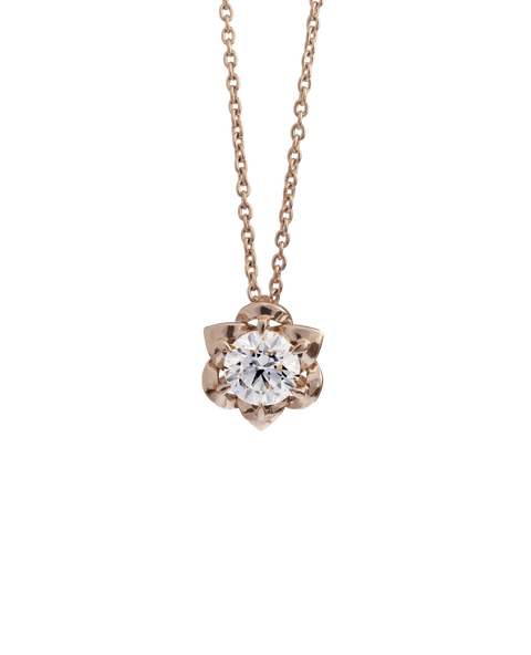  Solaris necklace - 18K Rose Gold Diamond Solitaire Pendant Necklace -  The Future Rocks  -    1 