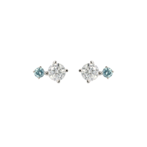 Round blue duo studs 0.4ct - Round Cut Blue Diamond Stud Earrings - The Future Rocks - 1