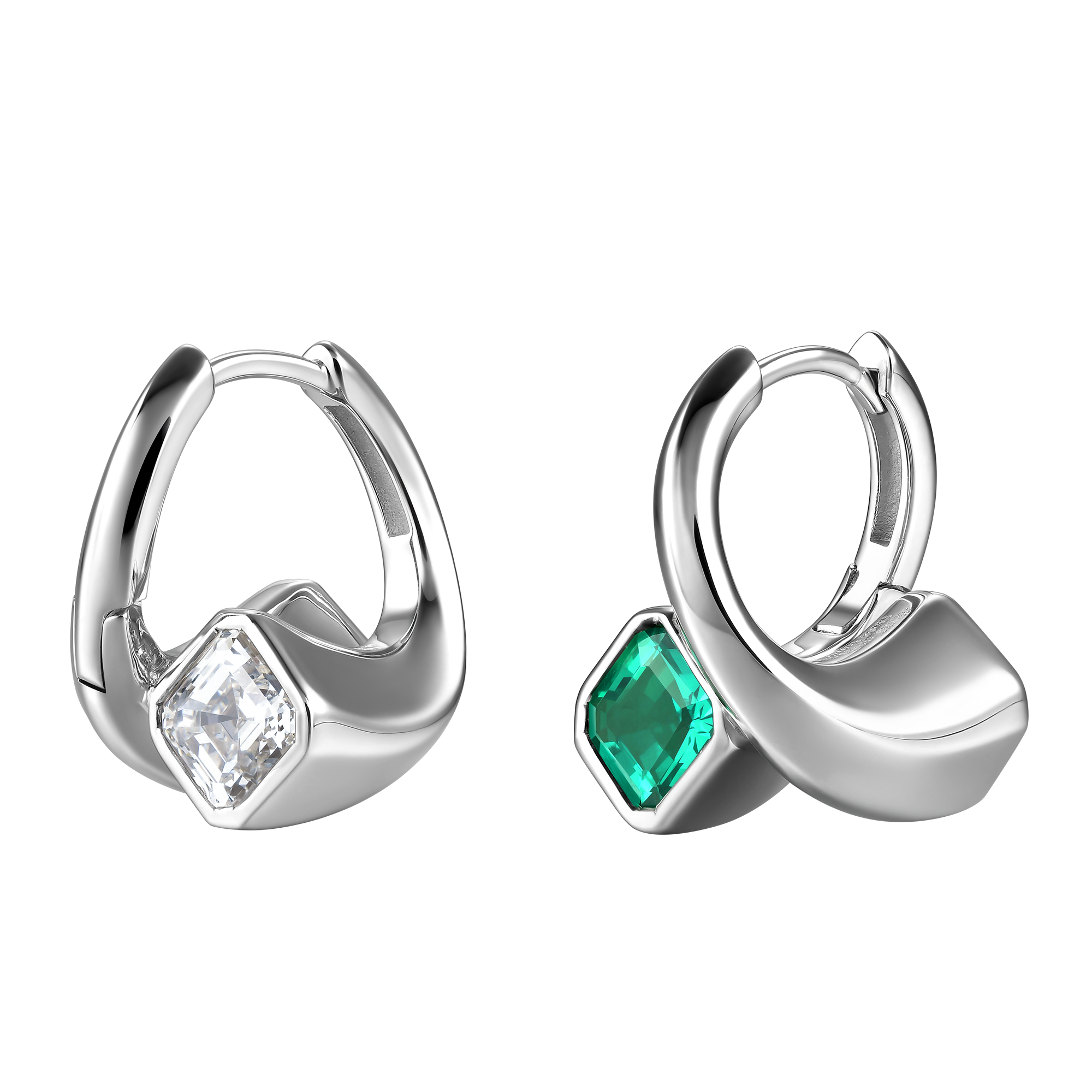 Nova reversible hoop earrings with lgd and emerald - Nova reversible hoop earrings with lgd and emerald - The Future Rocks - 1