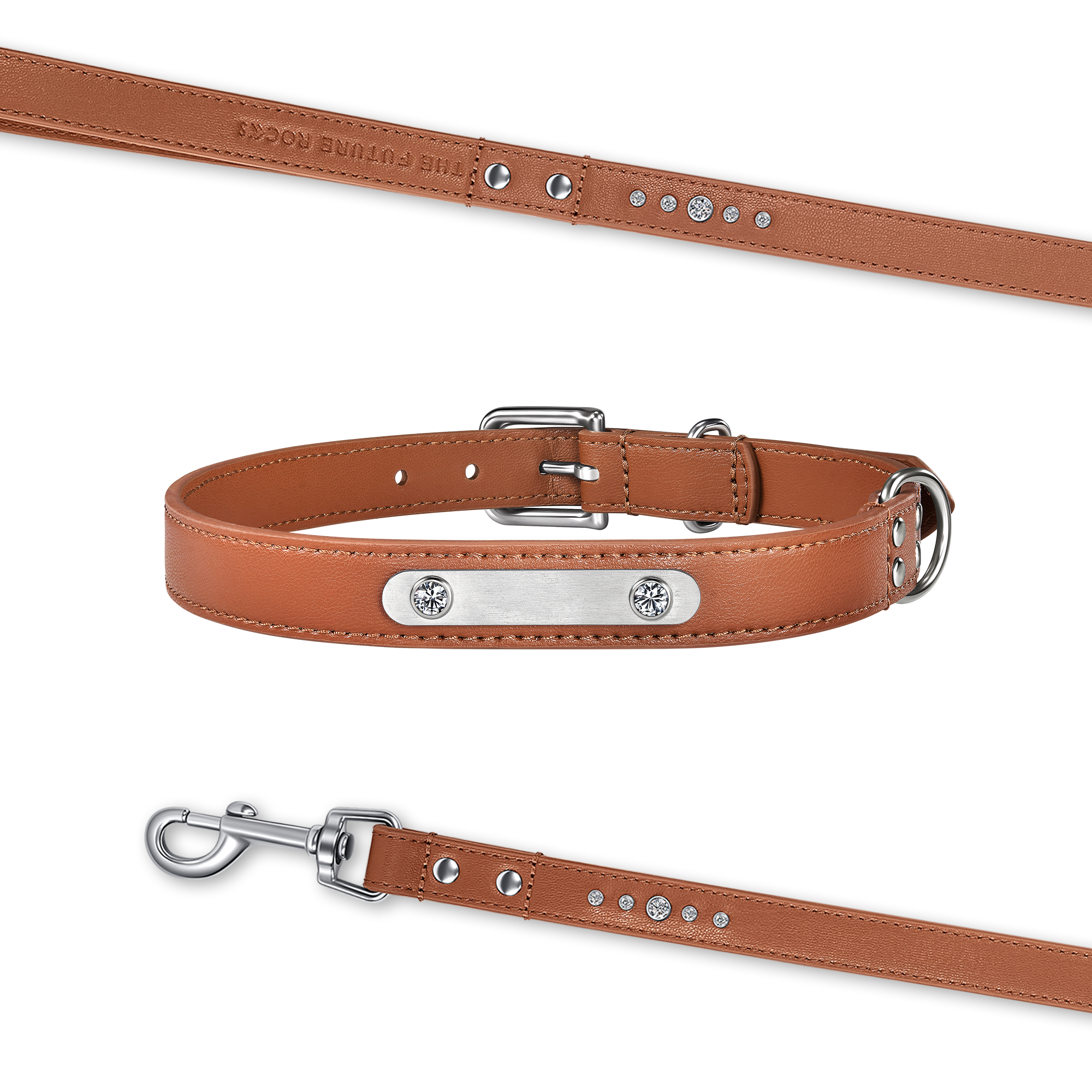 Brown collar & leash bundle - Brown collar & leash bundle - The Future Rocks - 1