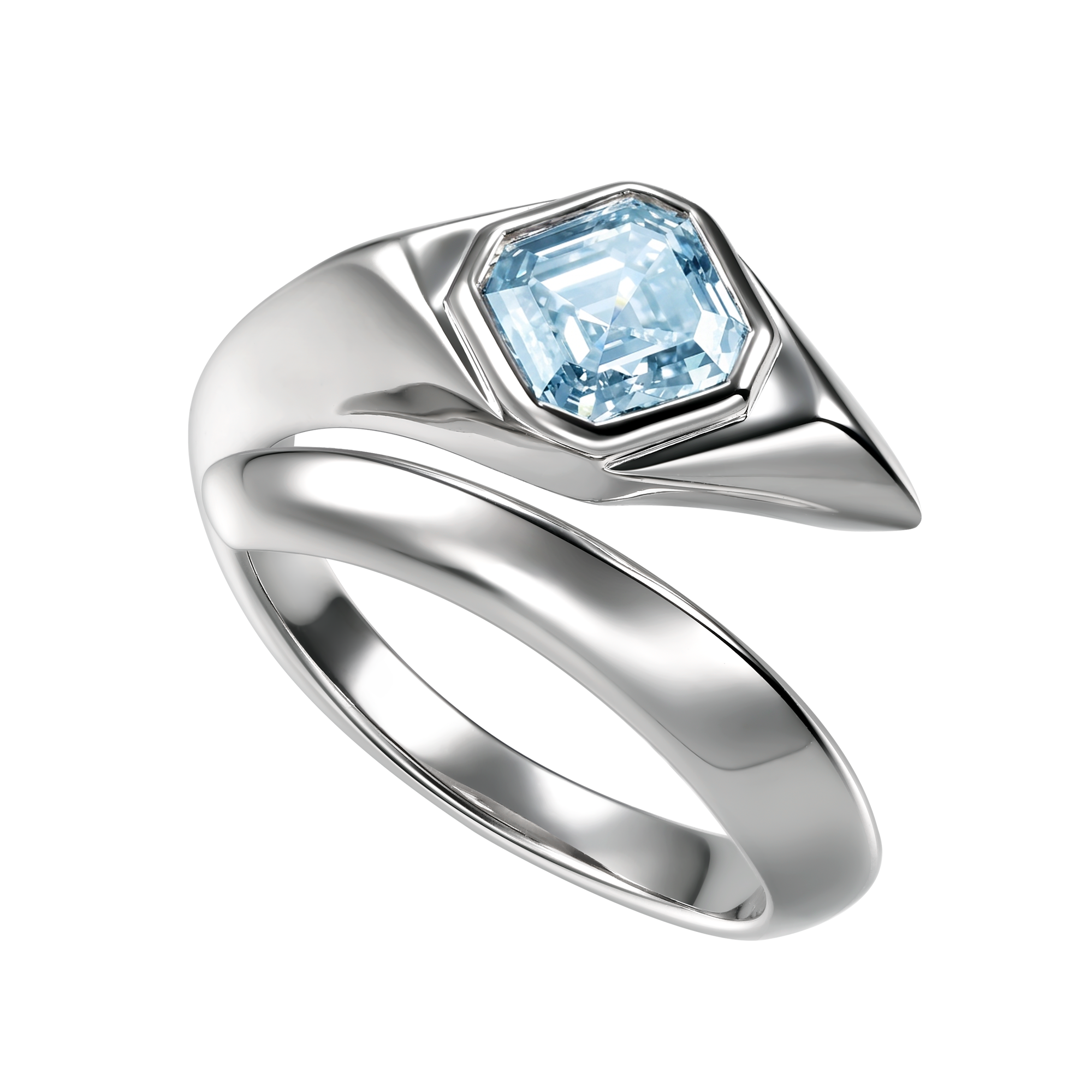 Supernova double ring with aquamarine - Supernova double ring with aquamarine - The Future Rocks - 1