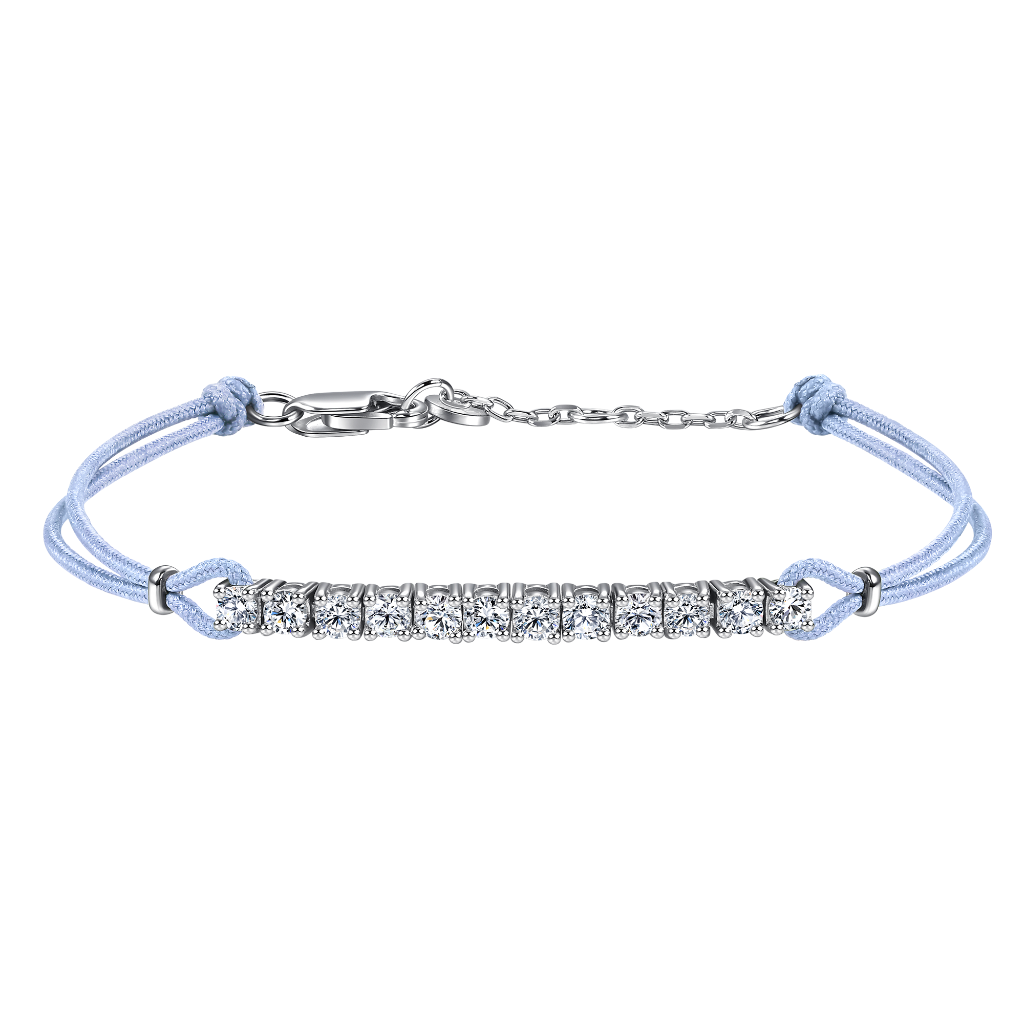 Pavé light blue cord bracelet 0.6ct - Pavé light blue cord bracelet 0.6ct - The Future Rocks - 1