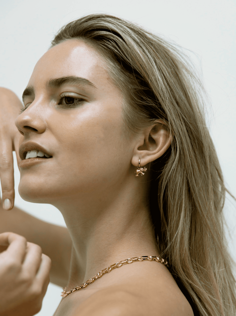 Alfil charm huggies hoops - Gold vermeil & sterling silver earrings - The Future Rocks