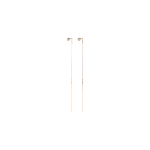 Bezel long earrings - 18k gold lab-grown diamond threader earrings - The Future Rocks