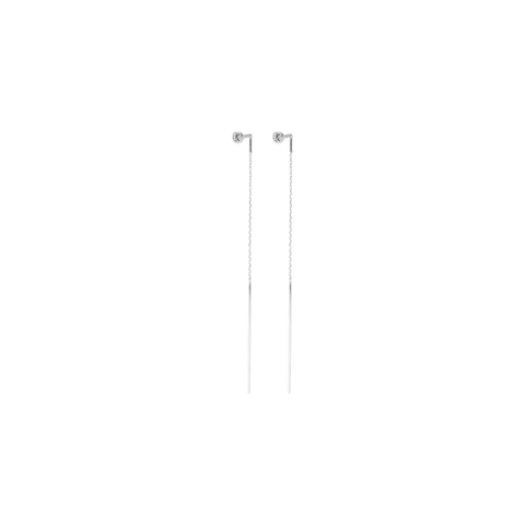 Bezel long earrings - 18k gold lab-grown diamond threader earrings - The Future Rocks