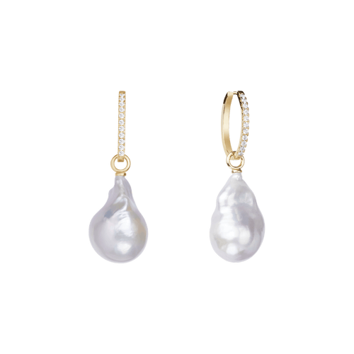 Embrasé pearl hoop earrings - Pearl and Diamond Drop Earrings - The Future Rocks - 1