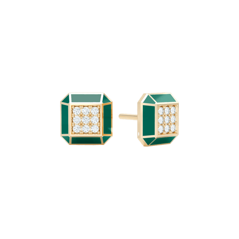  Eternity green enamel studs - Eternity Green Enamel Stud Earrings -  The Future Rocks  -    1 