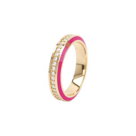  Eternity pink enamel 4mm ring - Pink Enamel Diamond Eternity Ring -  The Future Rocks  -    1 