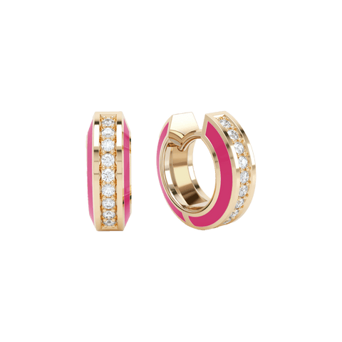  Eternity pink enamel huggies - Eternity Pink Enamel Huggie Earrings -  The Future Rocks  -    1 