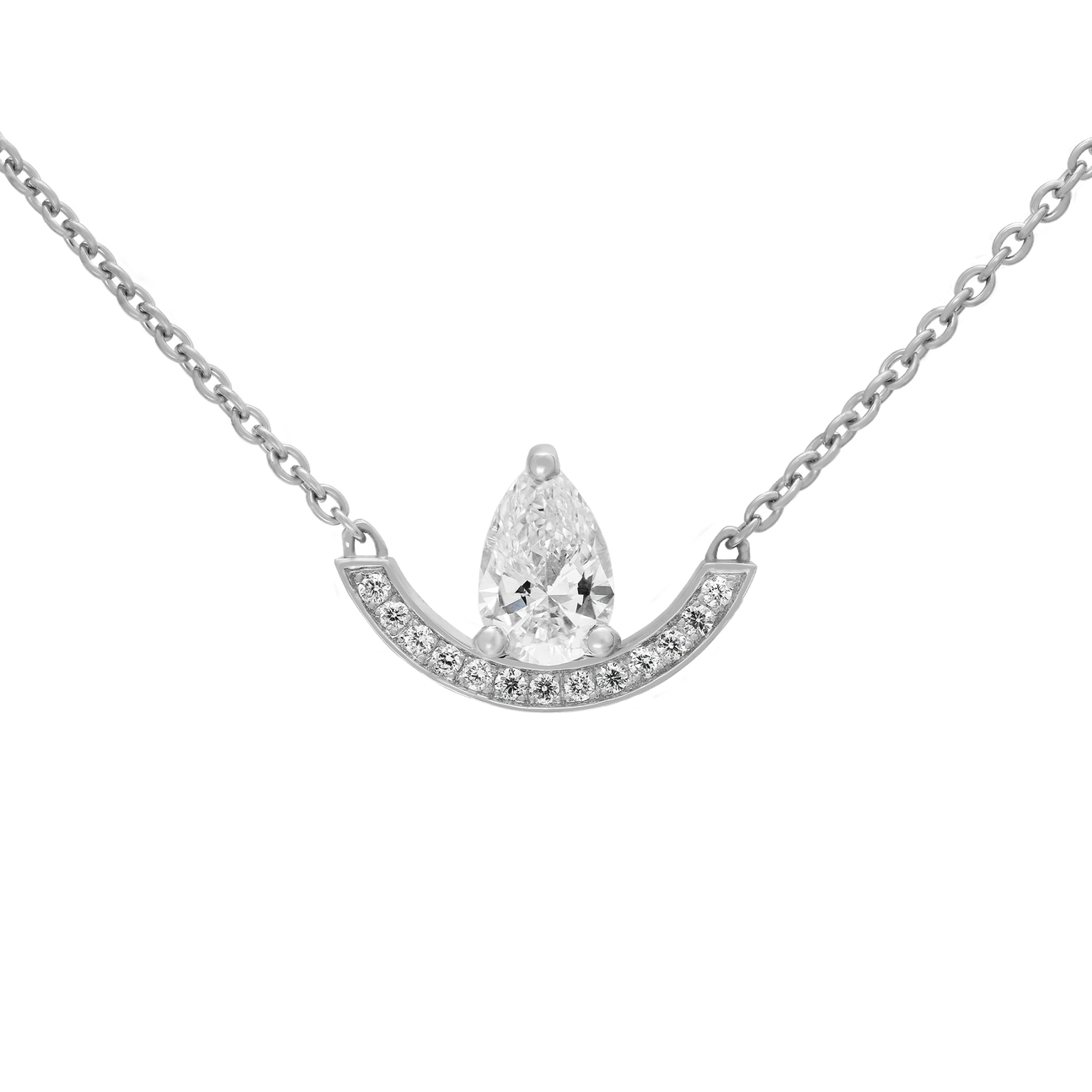 Intrépide grand arc pavée poire solitaire necklace - Intrépide grand arc pavée poire solitaire necklace -  The Future Rocks -    5