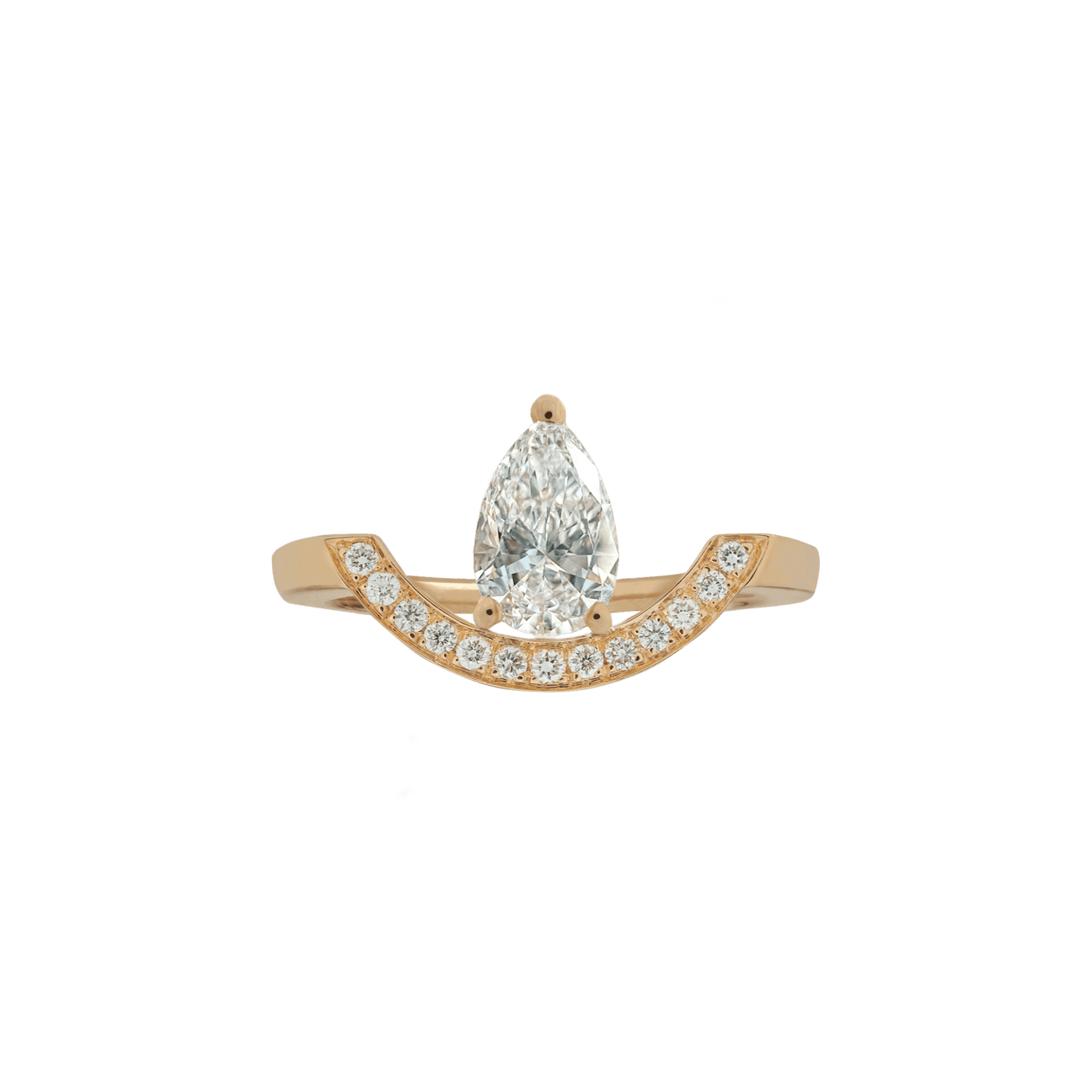 Intrépide grand arc pavée poire solitaire ring - Intrépide grand arc pavée poire solitaire ring -  The Future Rocks -    1