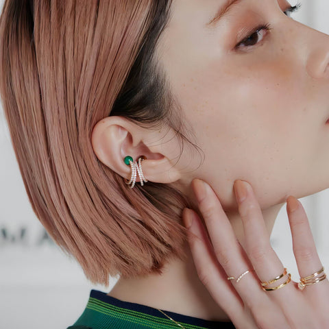 Malachite ball ear cuff - The Future Rocks