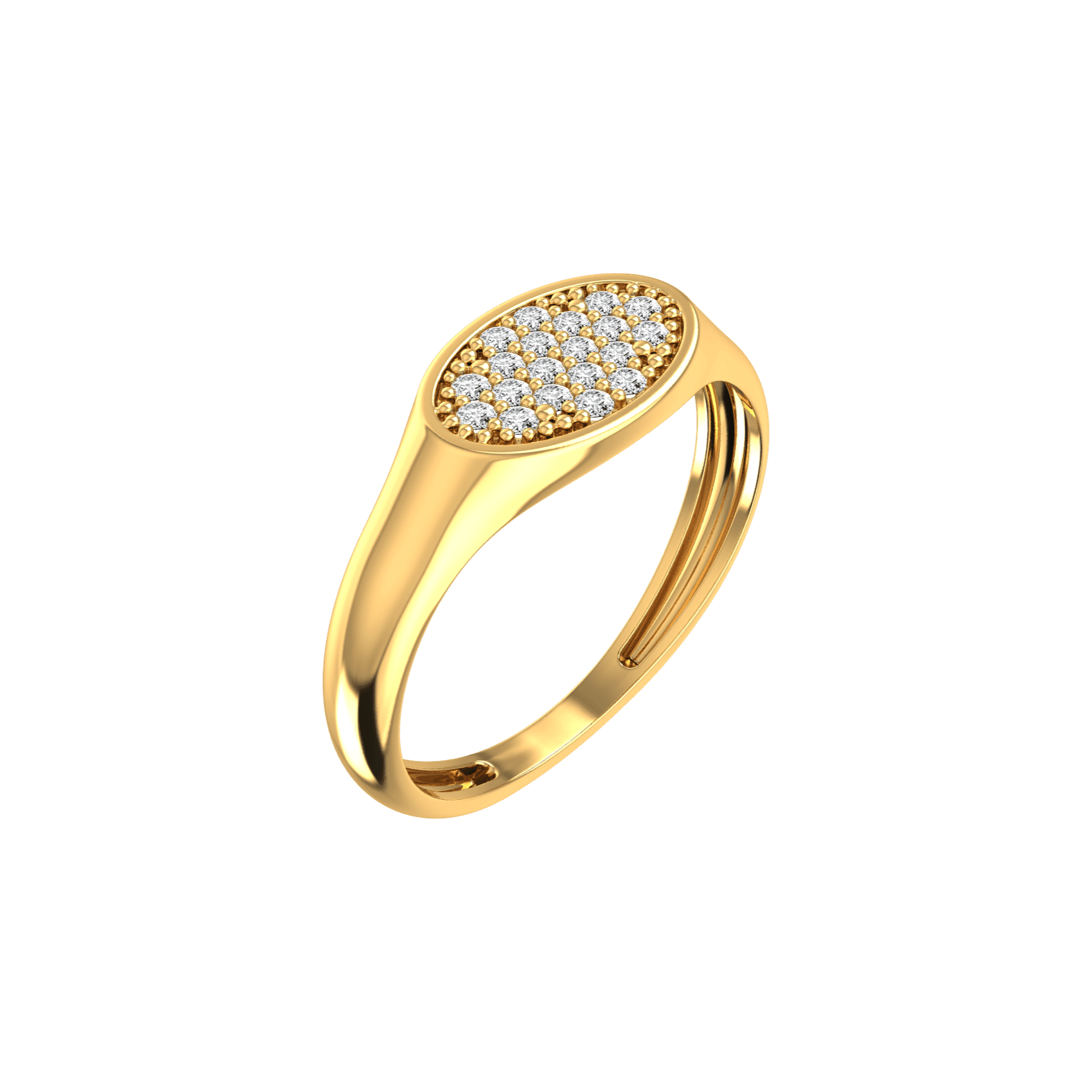 Oval pave signet ring - 18K Recycled Gold Oval Pave Signet Ring - The Future Rocks - 1