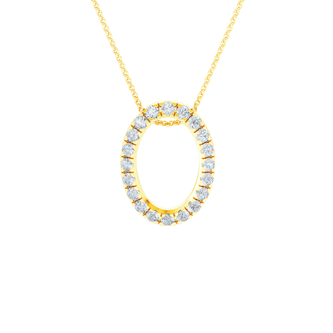  Oval pendant necklace - 18K Gold Lab-Grown Oval Diamond Pendant Necklace -  The Future Rocks  -    1 
