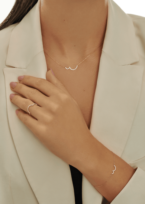 Pave double curve necklace - The Future Rocks
