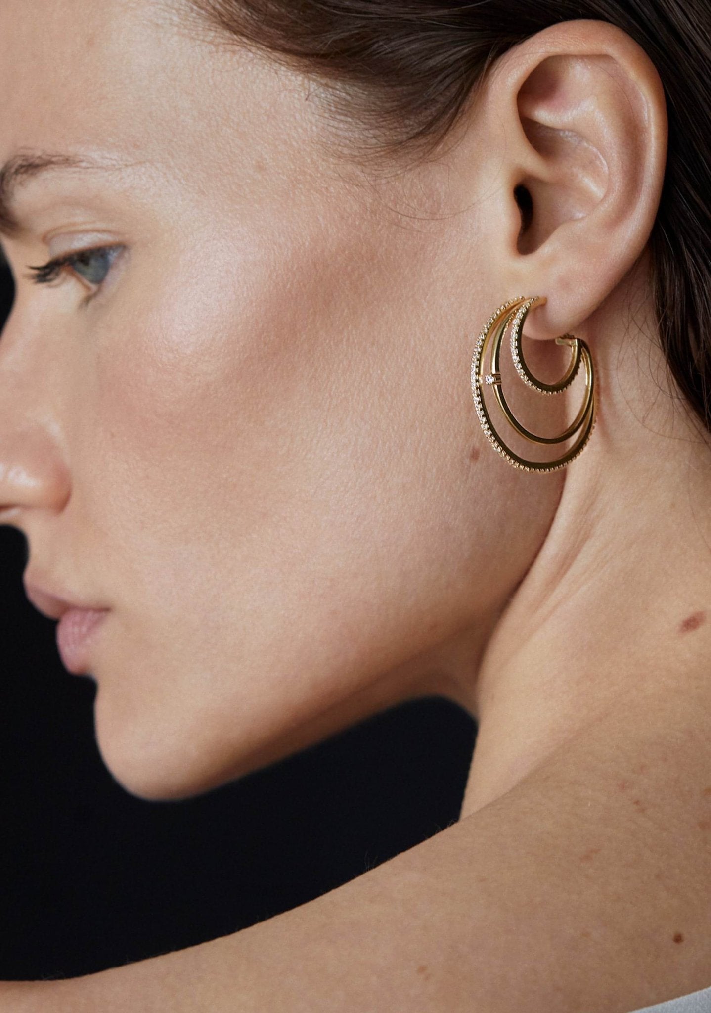 Triple line hoops - Triple Line Diamond Hoop Earrings - The Future Rocks - 2