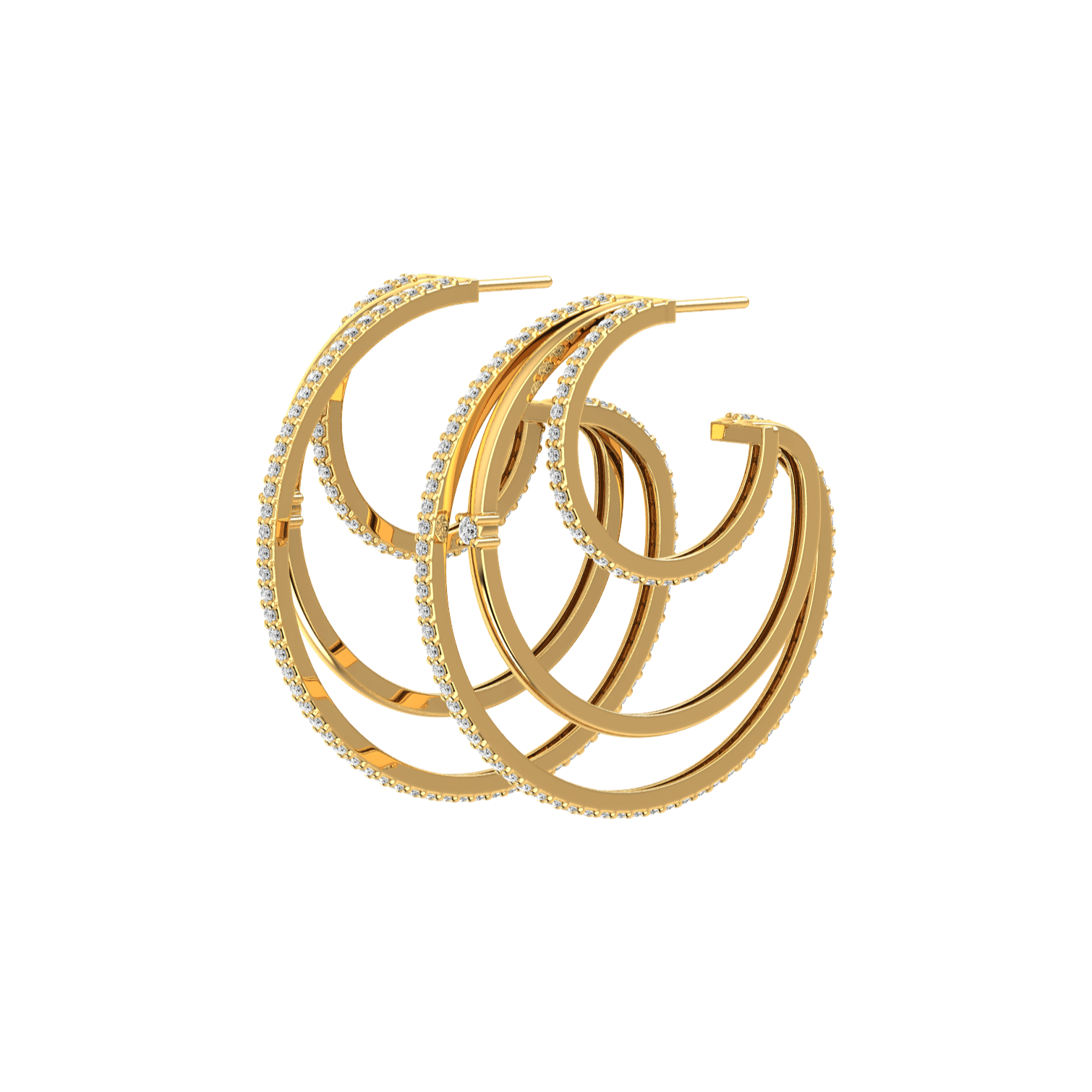 Triple line hoops - Triple Line Diamond Hoop Earrings - The Future Rocks - 1