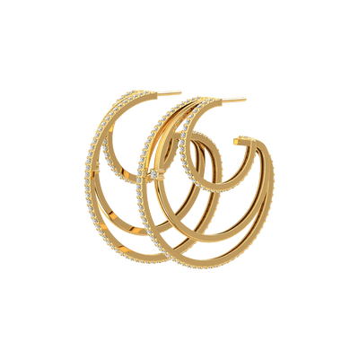 Triple line hoops - Triple Line Diamond Hoop Earrings - The Future Rocks - 1