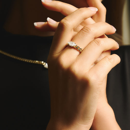 Marquise curb-link ring 1ct - Marquise Diamond Curb Chain Ring  -  The Future Rocks -    2