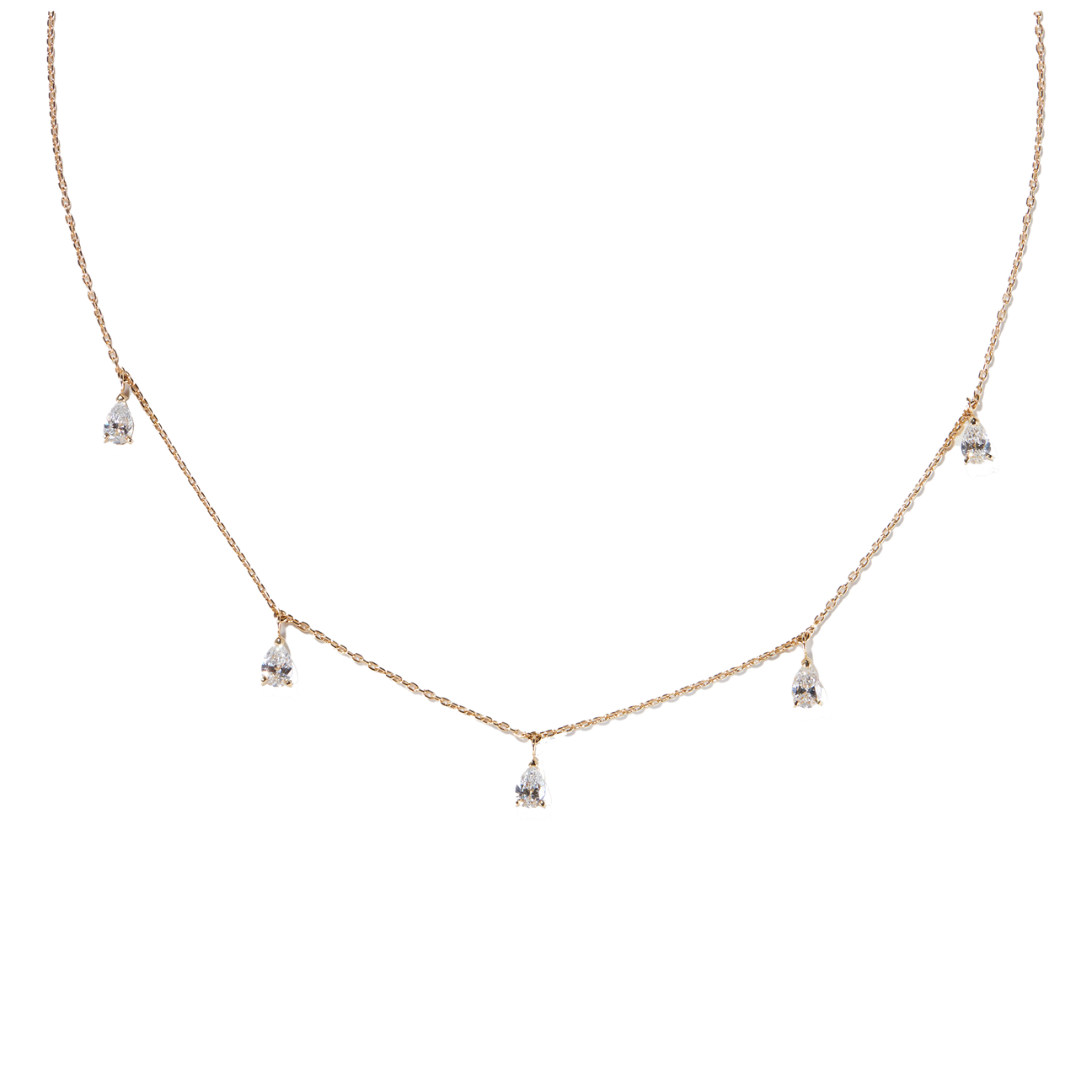  5 pieces pear shaped diamond necklace - 5 Stone Pear Shaped Diamond Necklace -  The Future Rocks -    1 