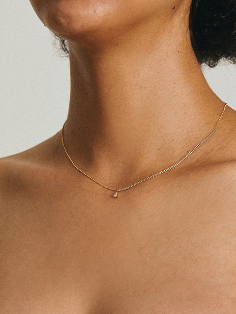 Pixel 0.12ct pear chain necklace