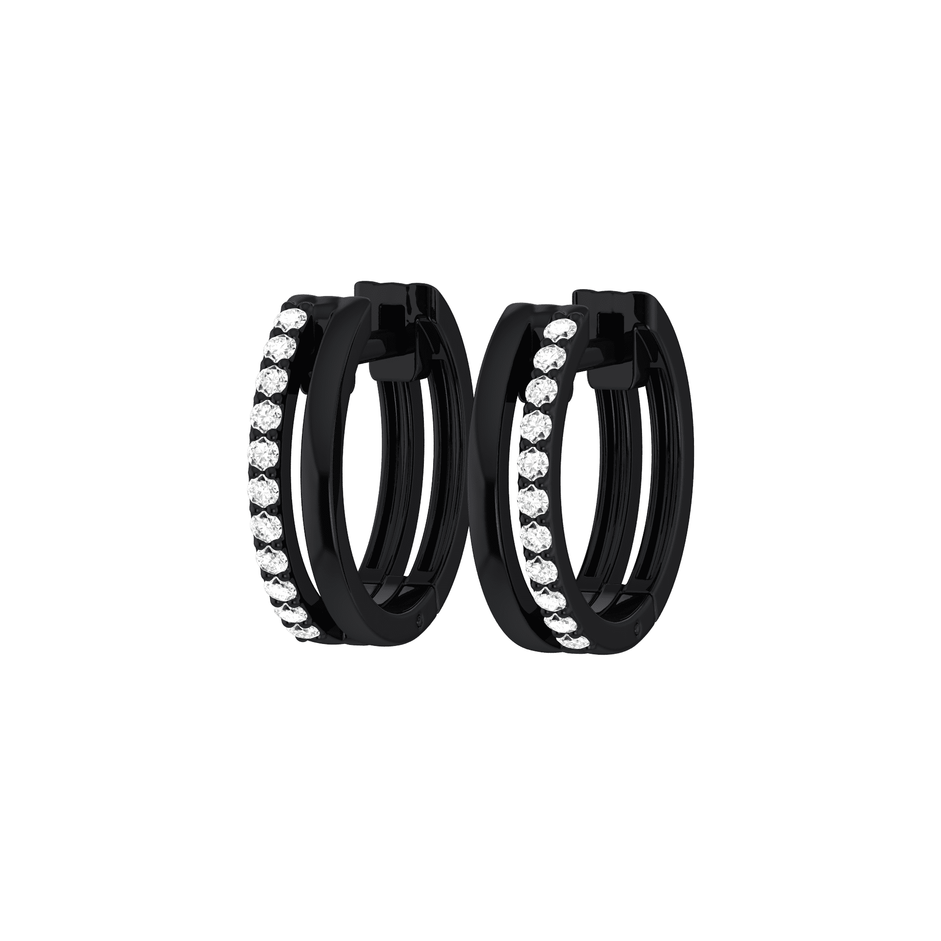  Black double line hoops - Black Gold Double Line Hoop Earrings -  The Future Rocks -    1 