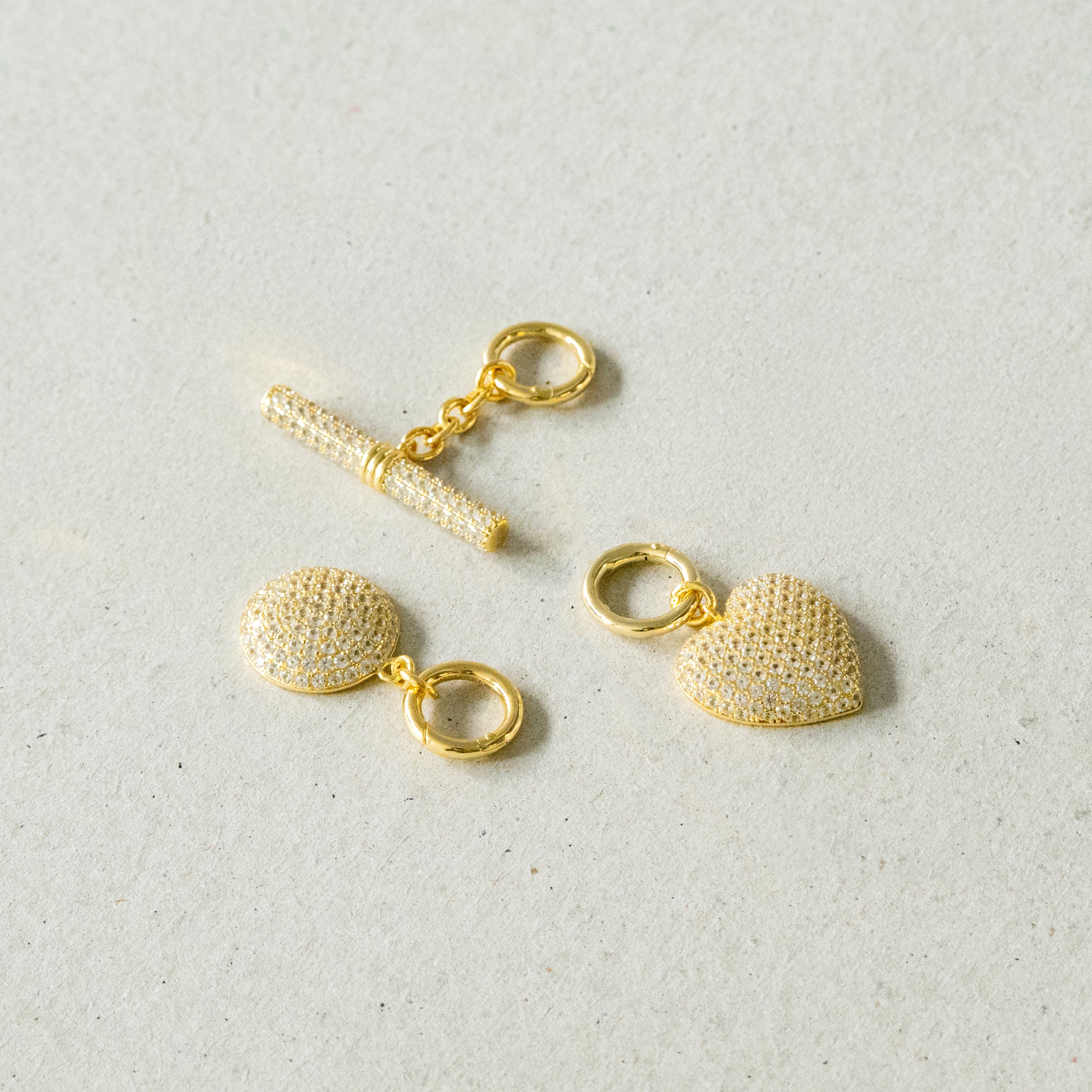 Set of 3 pavé charms in gold vermeil - Set of 3 Pavé Sapphire Charms in Gold Vermeil -  The Future Rocks -    2