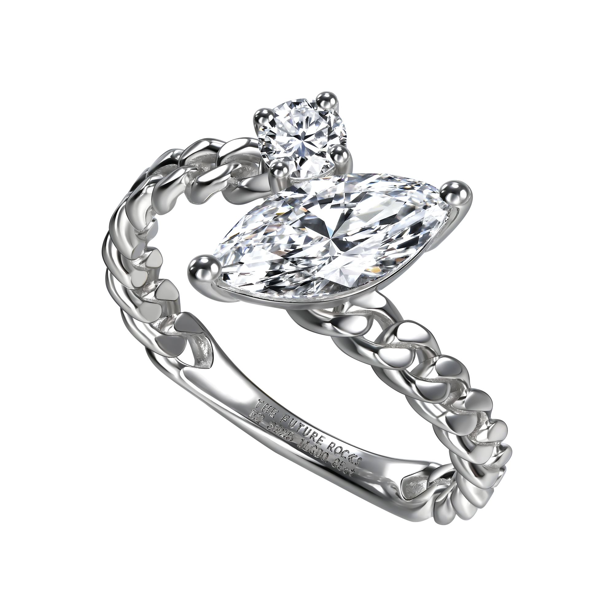  Clara curb-link ring - Clara curb-link ring -  The Future Rocks -    4 