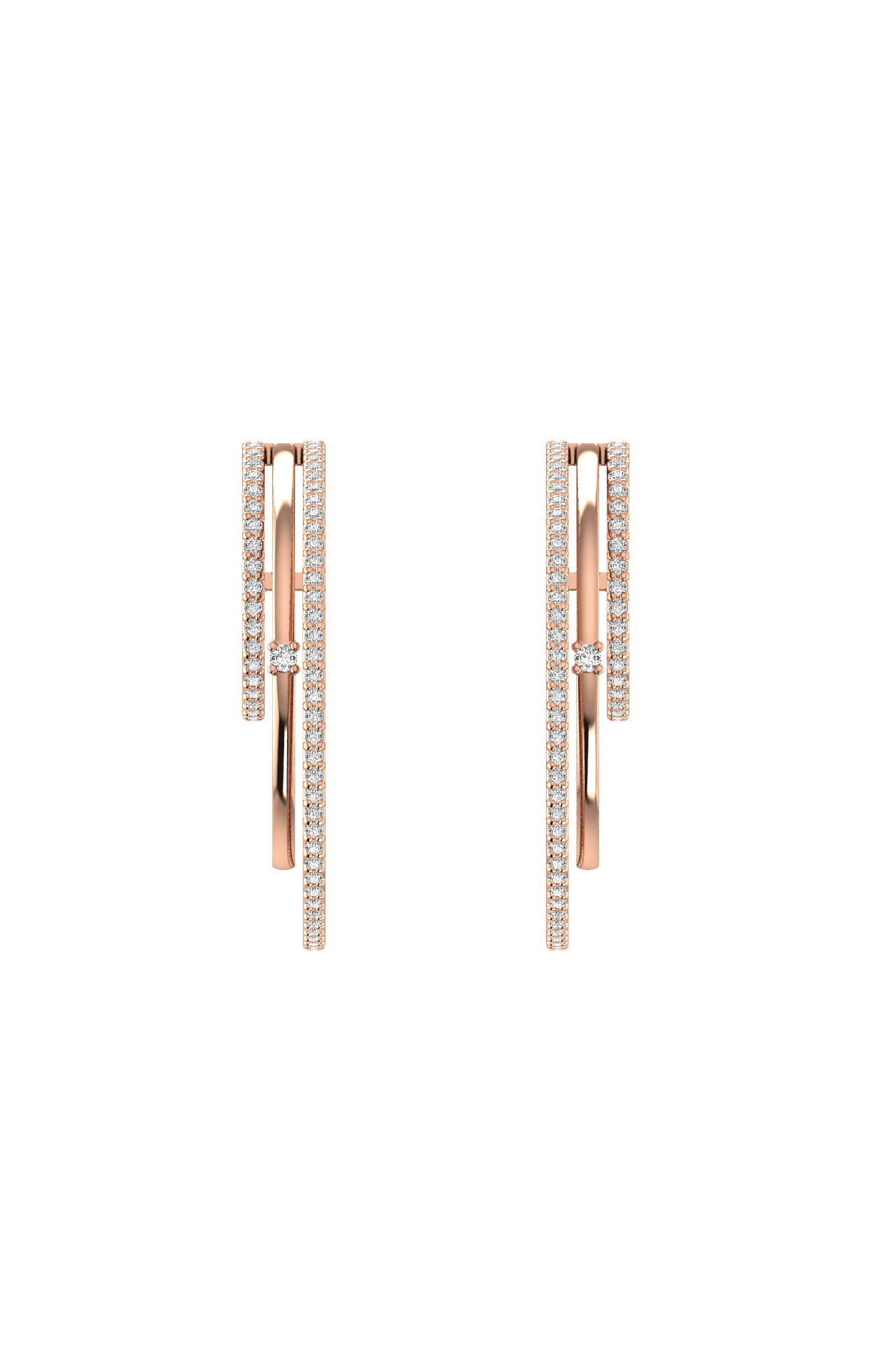 Triple line hoops - Triple Line Diamond Hoop Earrings -  The Future Rocks -    5