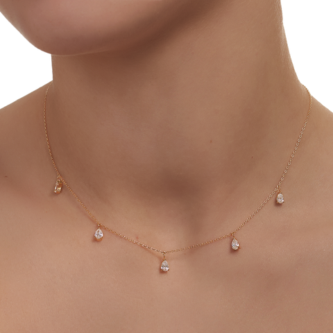 5 pieces pear shaped diamond necklace