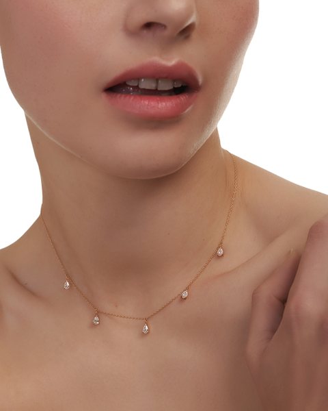 5 pieces pear shaped diamond necklace