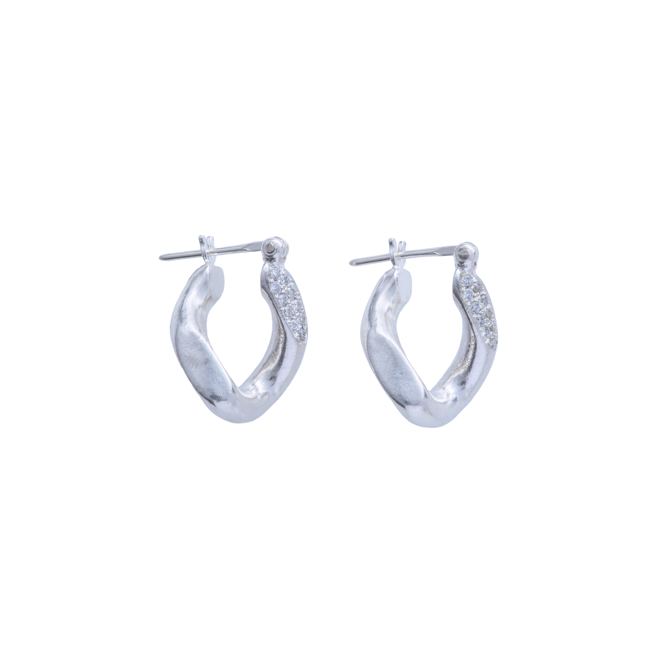  Kihei melee diamond earrings - Kihei Melee Diamond Silver Hoop Earrings -  The Future Rocks -    1 