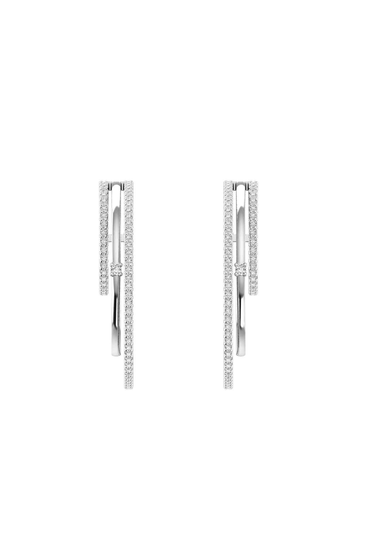Triple line hoops - Triple Line Diamond Hoop Earrings -  The Future Rocks -    6