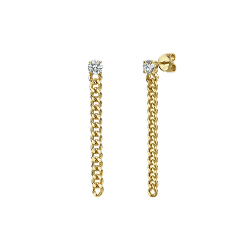  Ami round curb-link earrings 1ct - Round Diamond Curb Chain Earrings -  The Future Rocks -    1 